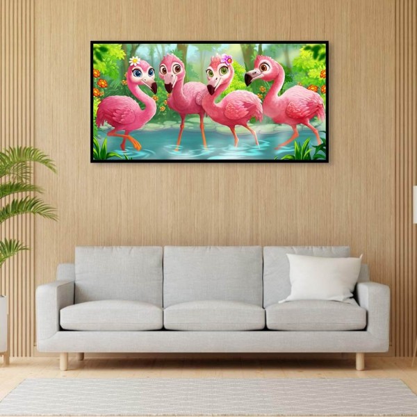 Vier kleine Flamingos 50x100cm