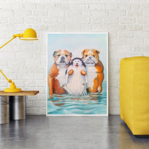 Zwei Hunde und eine Katze 50x70cm
