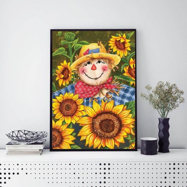 Vogelscheuche unter Sonnenblumen 50x70cm
