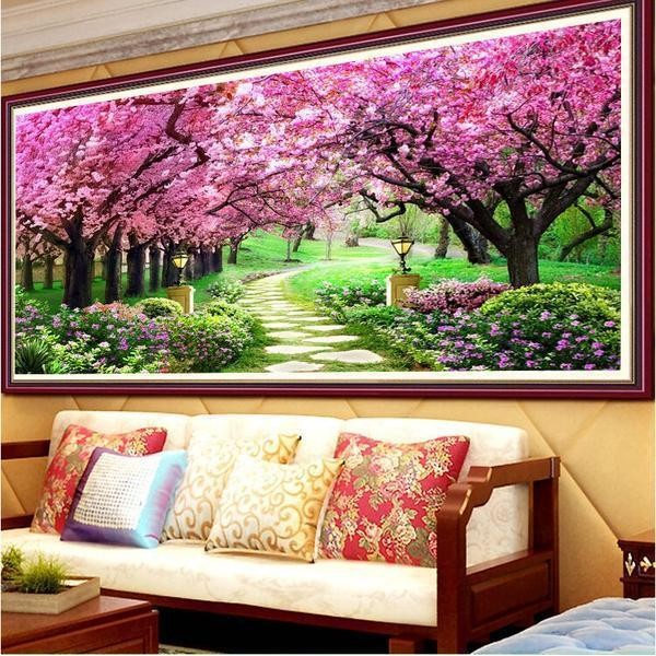 Garten mit rosa Bäumen ab 50x80cm