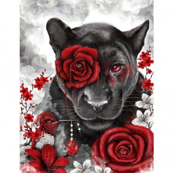 Panther mit Rosen 2