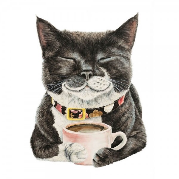Katze mit Kaffeetasse