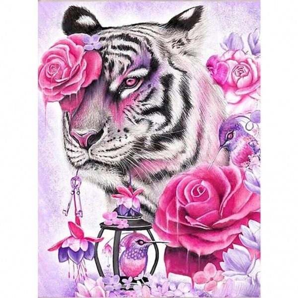 Tiger mit Rosen