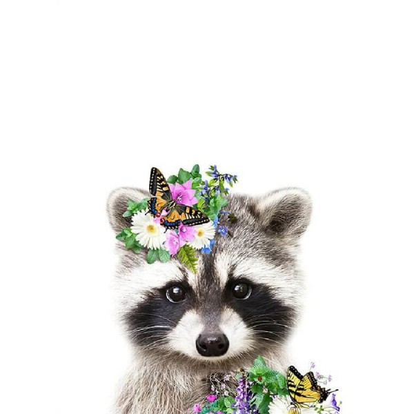 Waschbär mit Kranz