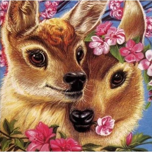 Rehe mit Blumen