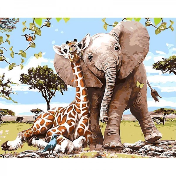Elefant & Giraffe | Malen nach Zahlen