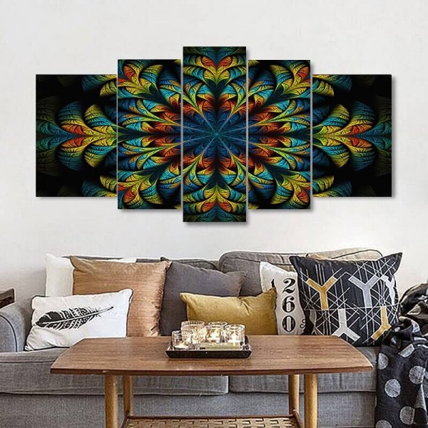 Mandala blau gelb | 5 Teile