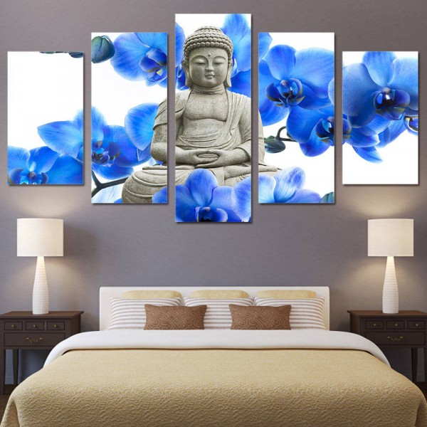 Buddha mit Orchideen | 5 Teile