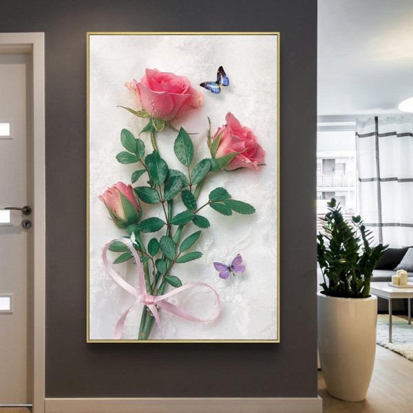 Rosen mit Schmetterlingen ab 50x80cm