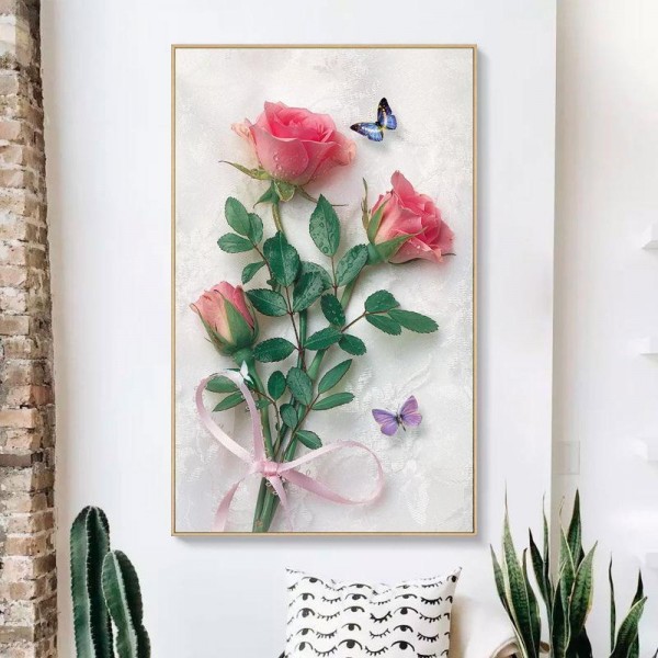 Rosen mit Schmetterlingen ab 50x80cm