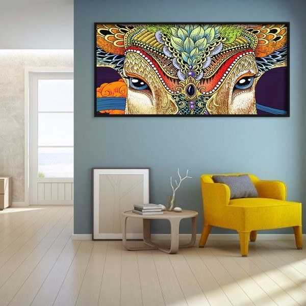 Hirsch mit Schmuck 50x100cm