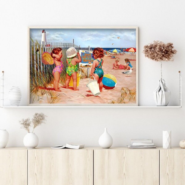 Kinder am Strand 50x70cm