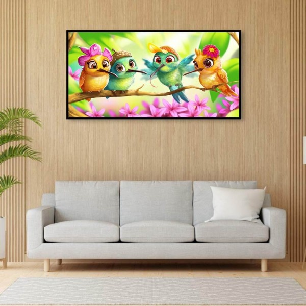 Vier kleine Vögel 50x100cm
