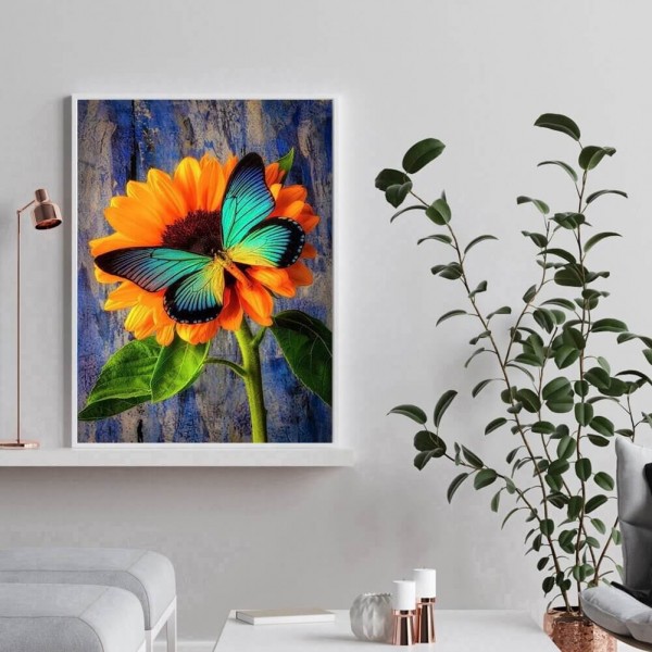 Schmetterling auf einer Sonnenblume 50x70cm