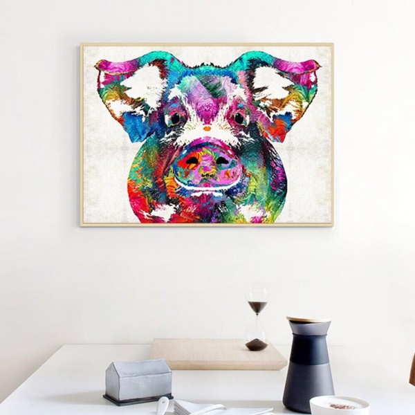 Buntes Schwein 50x70cm