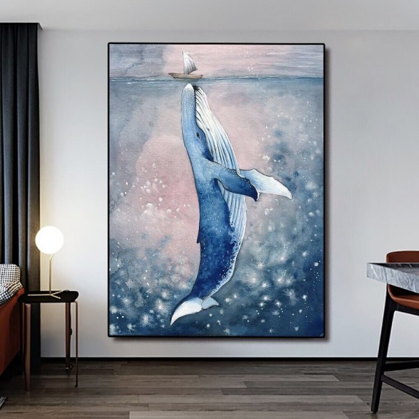 Ein Wal unter einem Boot 50x70cm