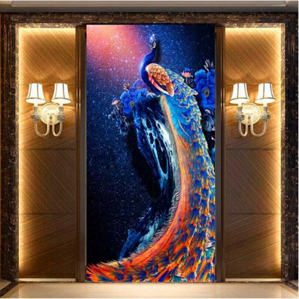 Pfau zwischen Lampen ab 50x80cm