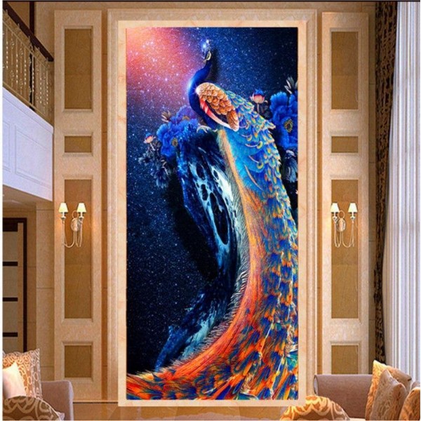 Pfau zwischen Lampen ab 50x80cm