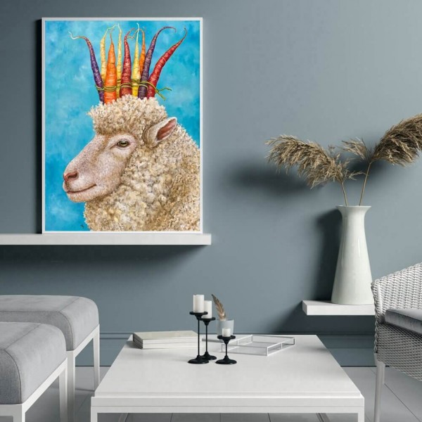 Schaf mit Karottenkrone 50x70cm