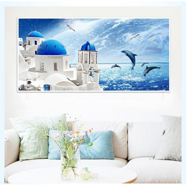 Mediterrane Häuser am Meer ab 40x100cm