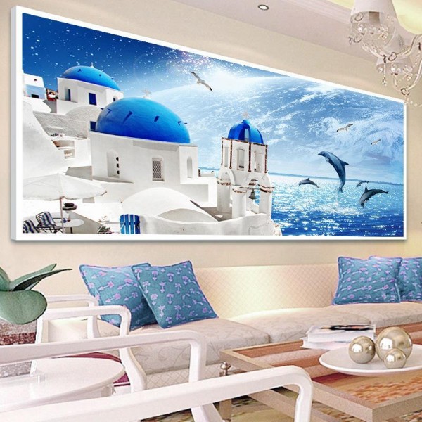 Mediterrane Häuser am Meer ab 40x100cm