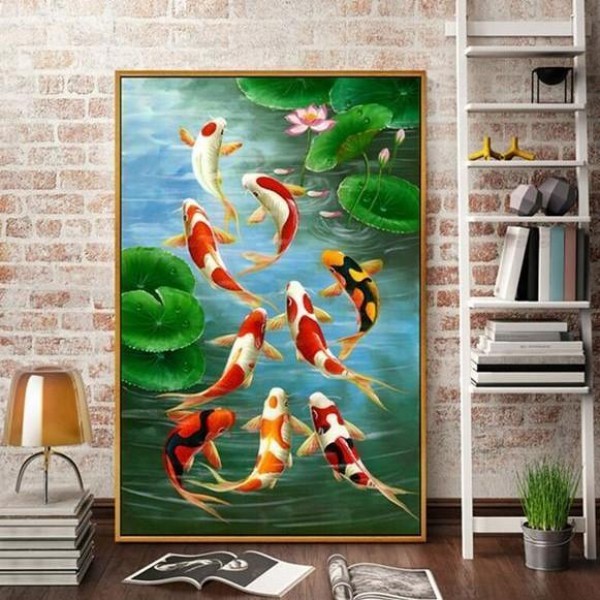 Koi Karpfen im Teich 50x90cm