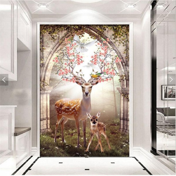 Hirsch mit Jungtier ab 50x80cm