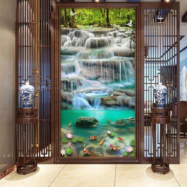 Wasserfall mit Koi Karpfen ab 50x100cm