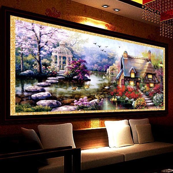 Gemütliche Hütte mit Weg über Wasser ab 50x100cm