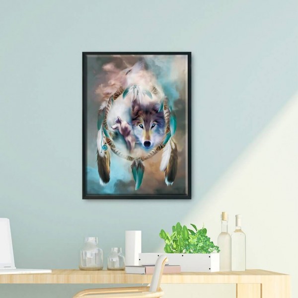 Wolf im Traumfänger 50x70cm