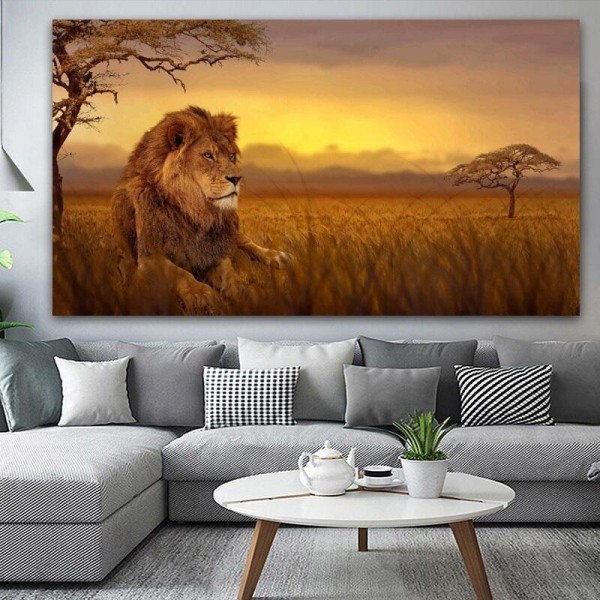Löwe in der Savanne ab 50x90cm