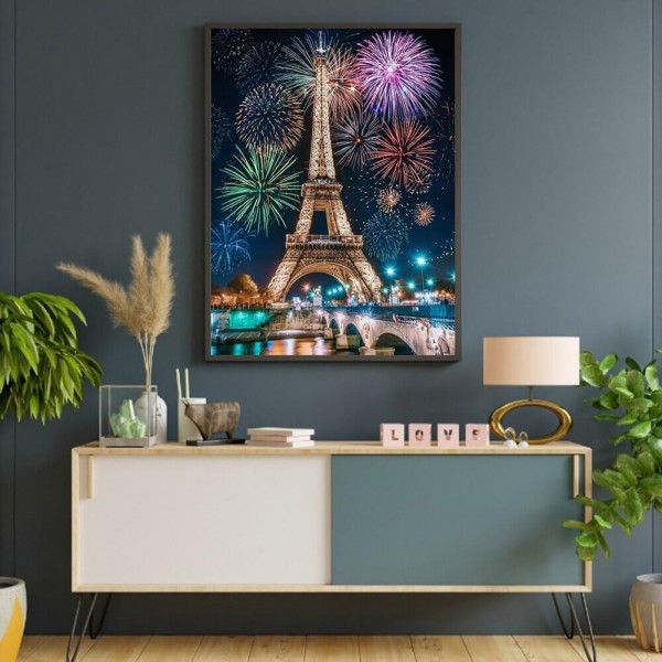 Der Eiffelturm mit Feuerwerk 50x70cm