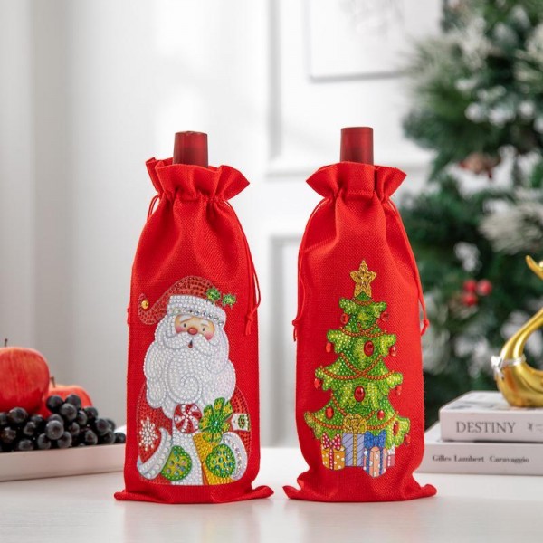 Weihnachts-Weintasche mit Diamantsteinen