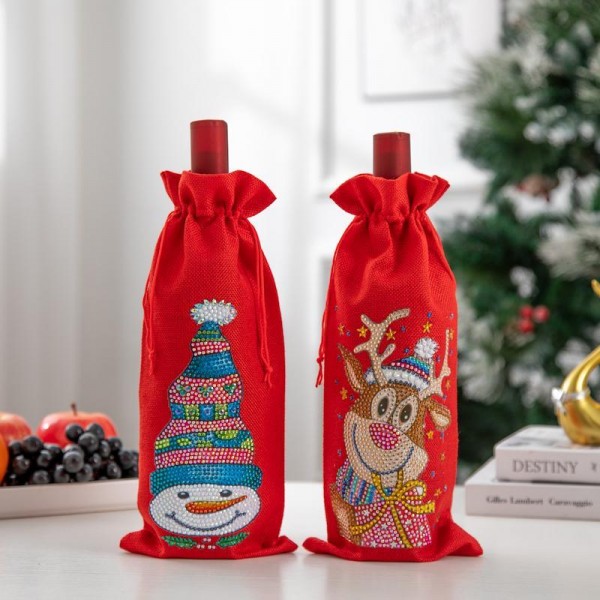 Weihnachts-Weintasche mit Diamantsteinen