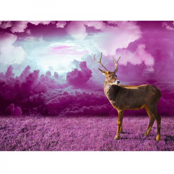 Hirsch mit violettem Hintergrund