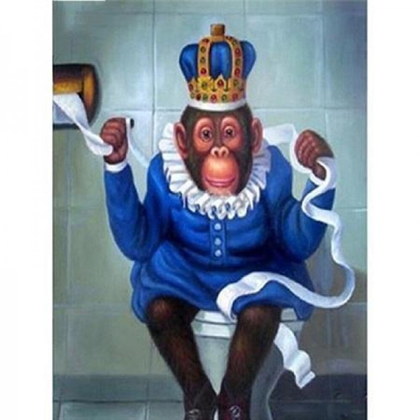 Affe auf Toilette blau