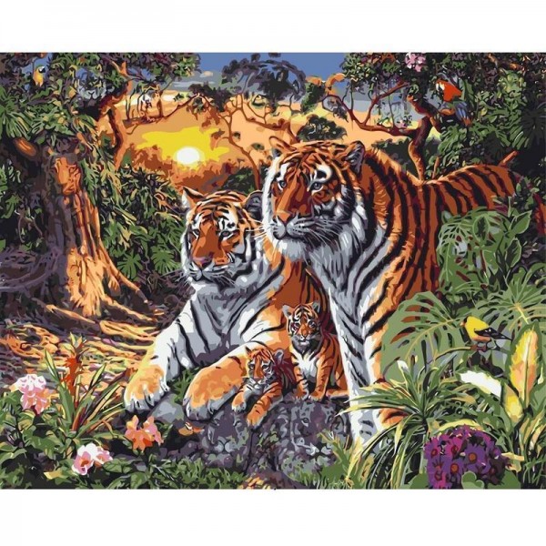Tigerfamilie | Malen nach Zahlen