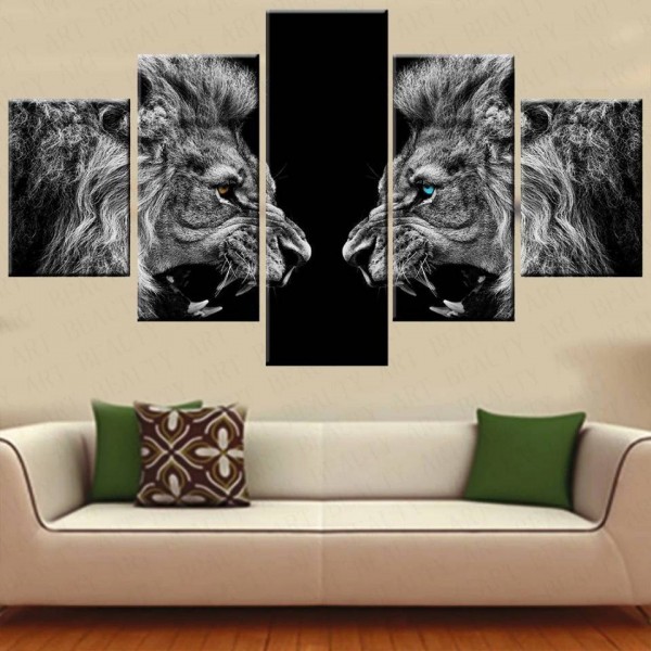 Löwen schwarz/weiß | 5 Teile