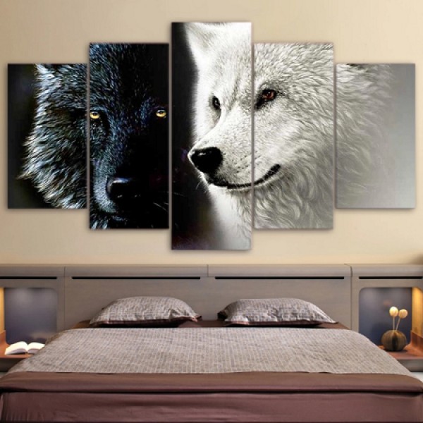 Wölfe schwarz und weiß | 5 Teile