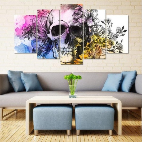 Schädel mit Blumen | 5 Teile