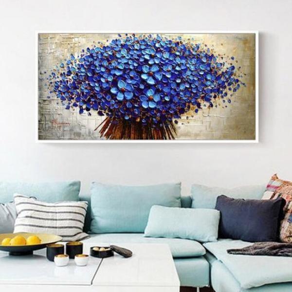 Blumenstrauß mit blauen Blumen ab 50x100cm