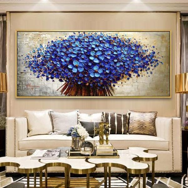 Blumenstrauß mit blauen Blumen ab 50x100cm