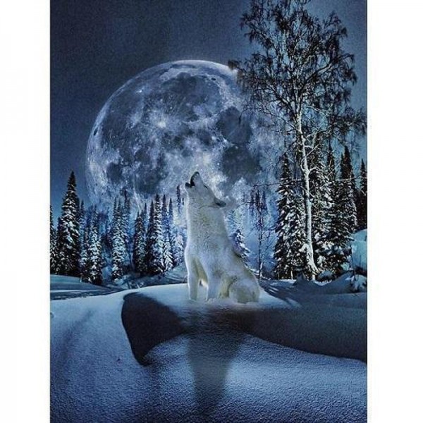 Wolf in verschneiter Landschaft
