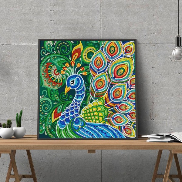 Pfau| Im Dunkeln leuchtend 30x30cm