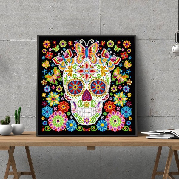 Totenkopf 2 | Im Dunkeln leuchtend 30x30cm