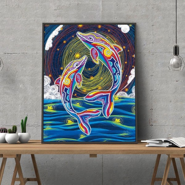 Delfine | Im Dunkeln leuchtend 30x40cm