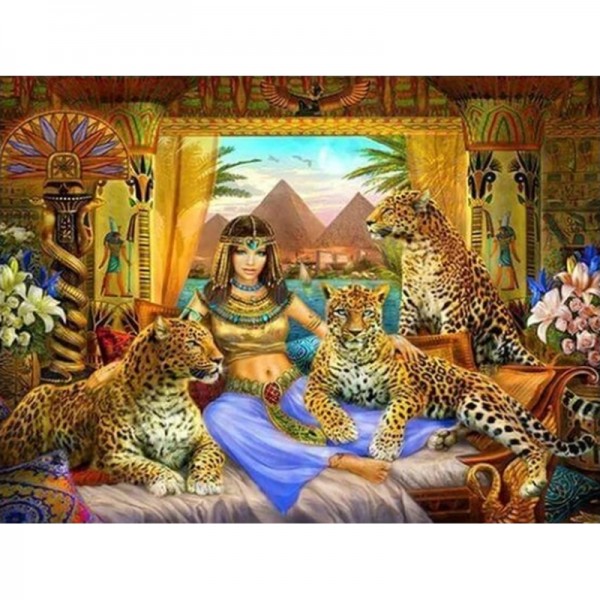 Kleopatra mit Leoparden