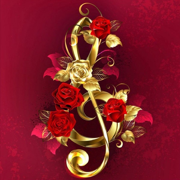 Musiknote mit Rosen